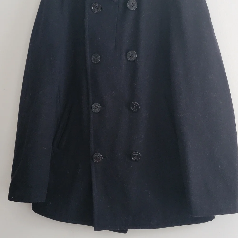 J. Crew Wool Bayswater Peacoat Black Thinsulate Stadium Military Grade Large